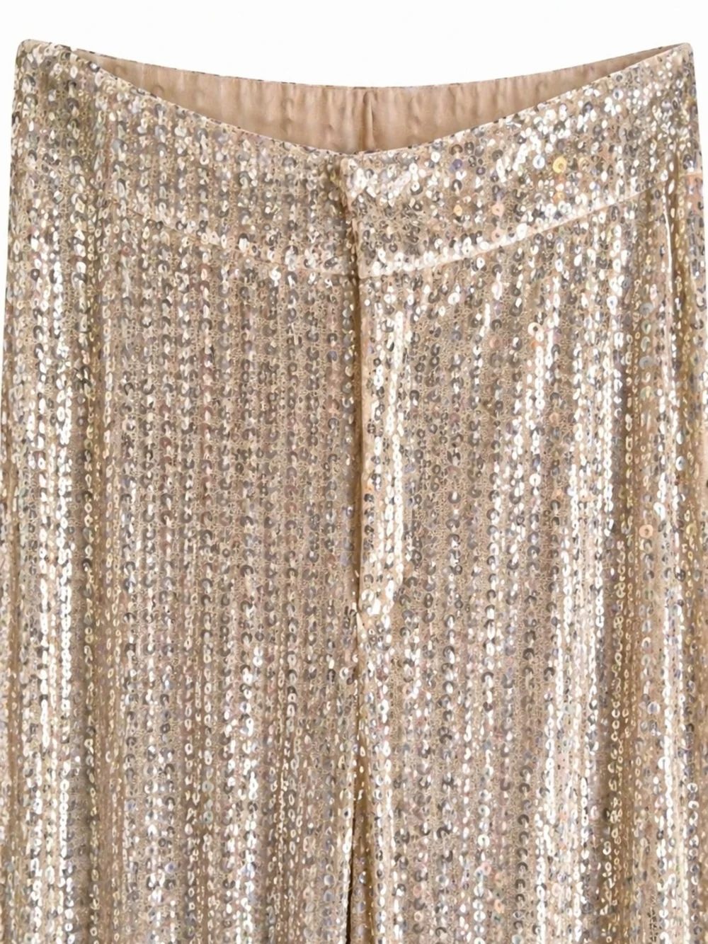 Saints & Hearts Gold Sequin Flare Pants NWT Large High Waist Glam Party Disco - Picture 4 of 11